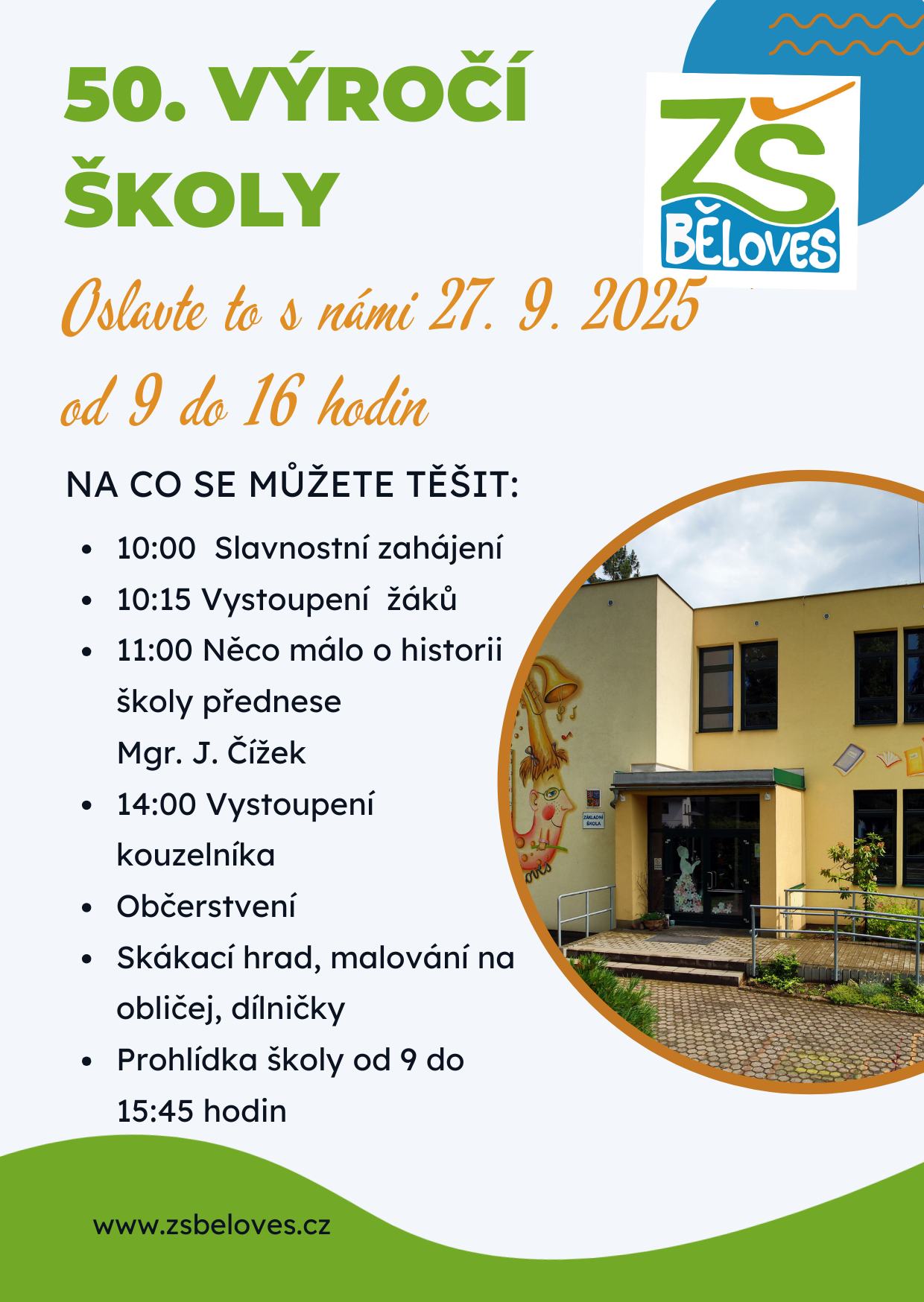 PlakátOslavy 50. výročí Základní školy Běloves