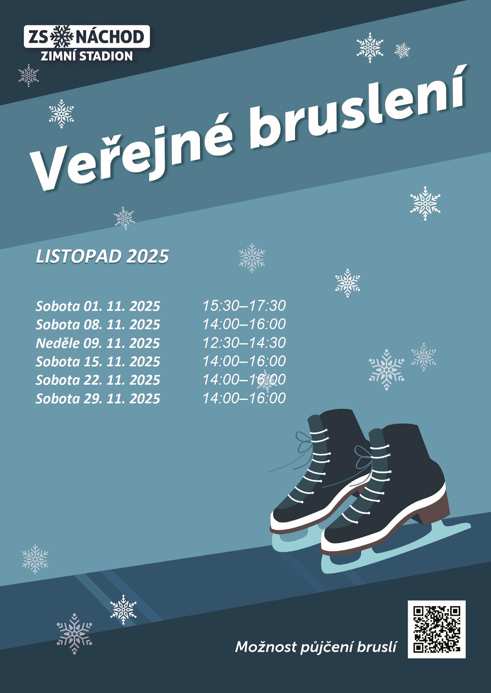 PlakátVeřejné bruslení - listopad 2025